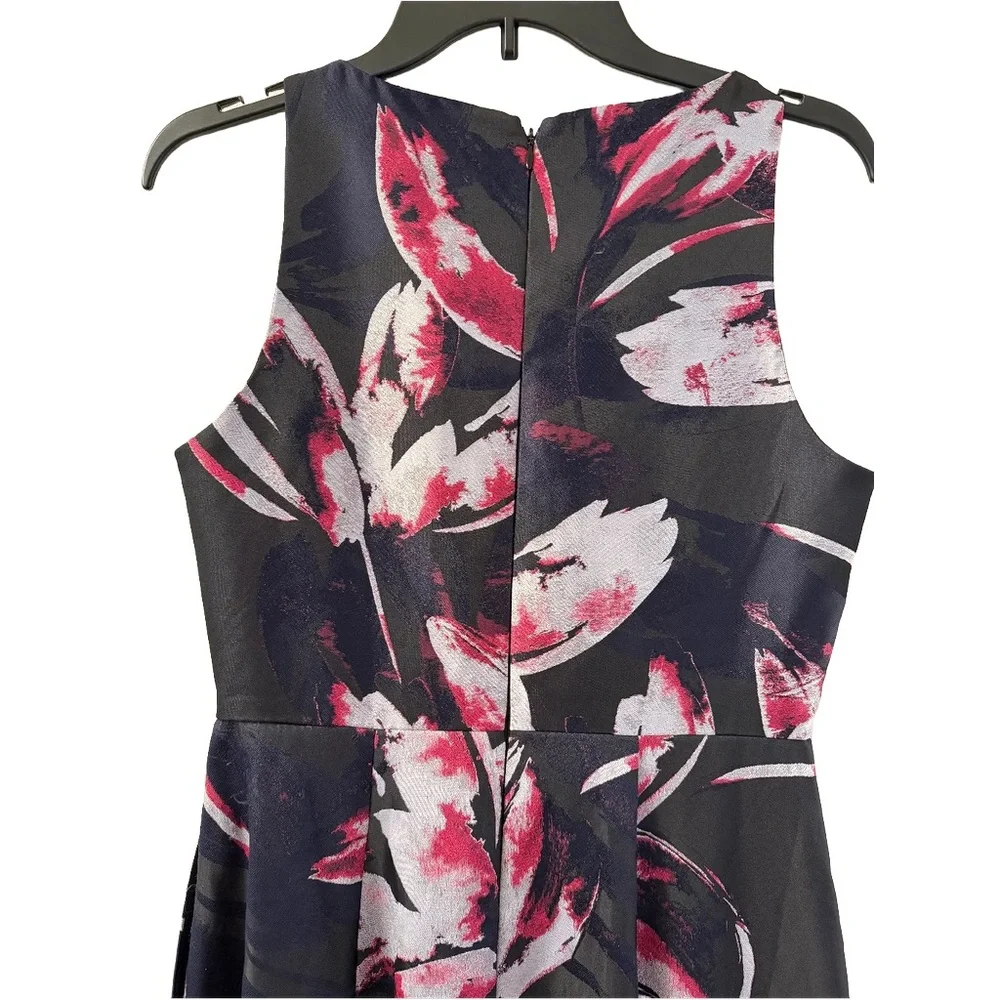 Adrianna Papell Floral High Low Dress Size 4 Black Pink Formal Evening Gown - Picture 12 of 12